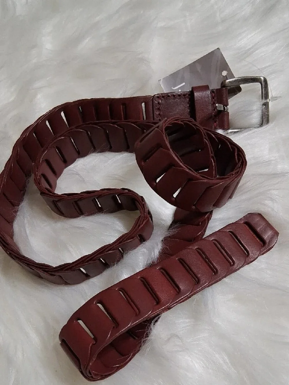 NWT J. Jill Braided Leather Belt-Oxblood-Large